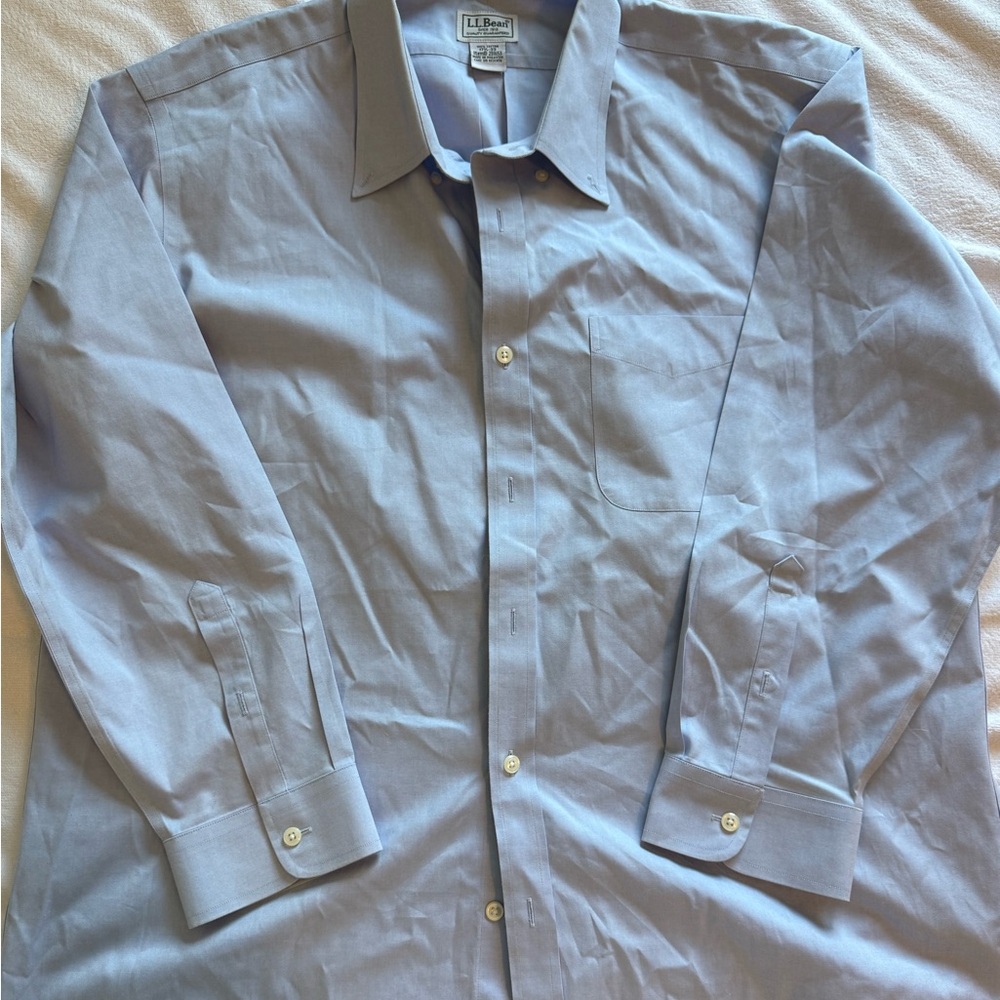 L.L. Bean Blue Dress Shirt Classic Cotton